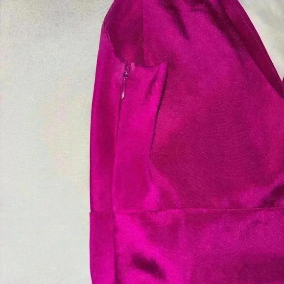 NWOT Diane Von Furstenberg | Fuchsia Draped Silk Sheath Dress | Sz 0 - Picture 5 of 8